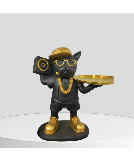 DJ BULL DOG STATUE WITH TRAY