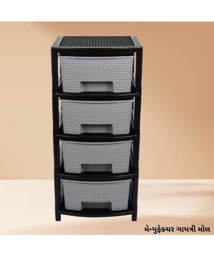 Drawer Storage Rack (Black and Grey, 36 X 24 X 12 cm)